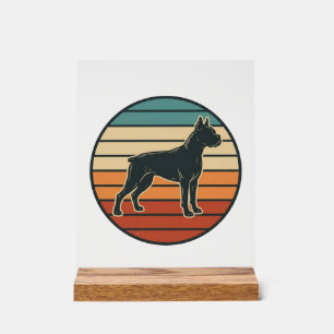 Vintage Boxer Dog Sunset Engraving Vector Design_1 Acrylic Sign