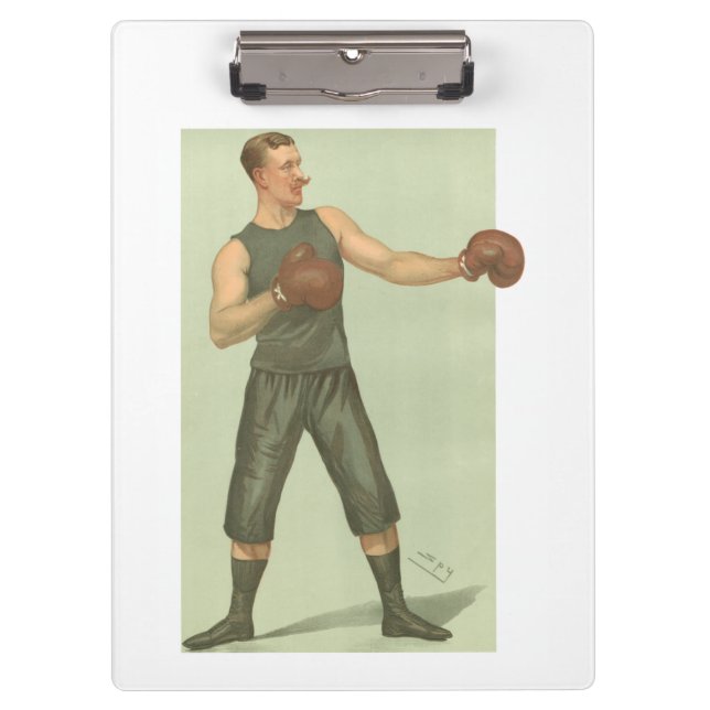 Vintage Boxer with Long Green Trunks Clipboard (Front)