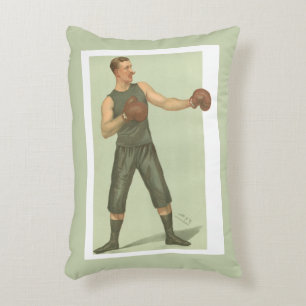 Vintage Boxer with Long Green Trunks Decorative Cushion
