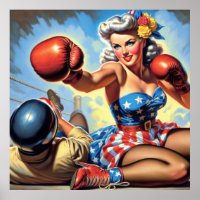 Vintage Boxing Girl Illustration