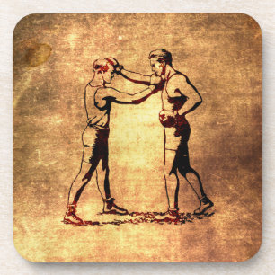 Vintage boxing men coaster