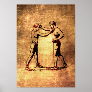 Vintage boxing men poster
