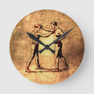 Vintage boxing men round clock