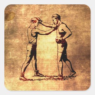 Vintage boxing men square sticker