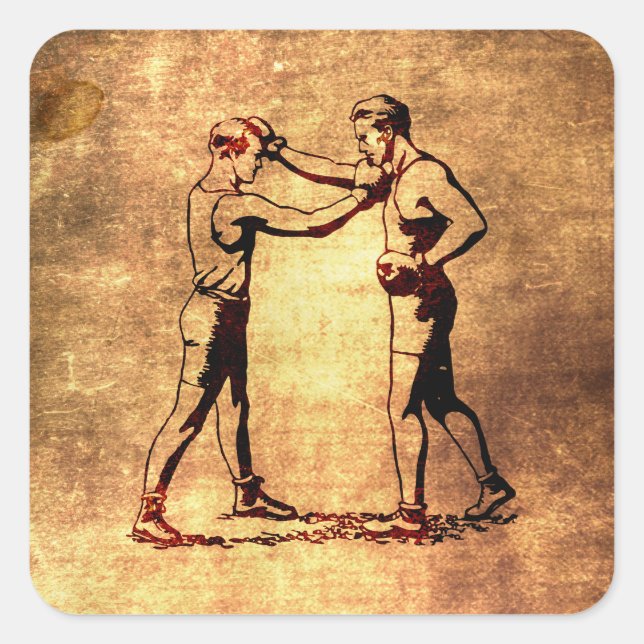 Vintage boxing men square sticker (Front)
