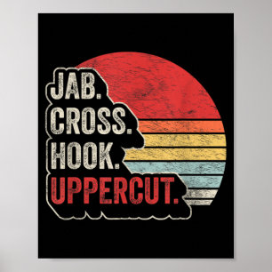 Vintage Boxing MMA Fighter Silhouette Retro Sunset Poster