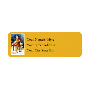 Vintage Boy Delivering Presents Return Address Label