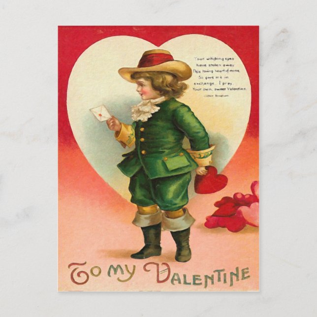 Vintage Boy with Heart Postcard (Front)