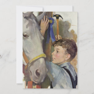 Vintage Boy with His Blue Ribbon Winning Horse