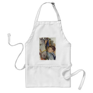 Vintage Boy with His Blue Ribbon Winning Horse Standard Apron