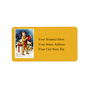 Vintage Boy With Presents Address Label