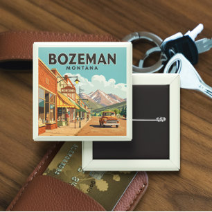 Vintage Bozeman Montana 15 Cm Square Badge