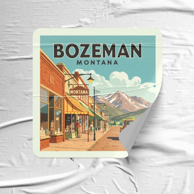 Vintage Bozeman Montana Square Sticker (Creator Uploaded)