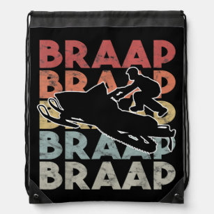 Vintage Braap Snowmobile T-Shirt I Retro Snow Sled Drawstring Bag