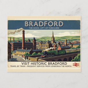 Vintage Bradford Yorkshire Retro Travel Poster Art Postcard