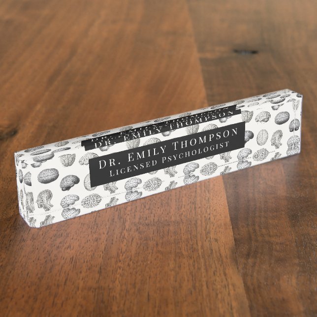 Vintage Brain Anatomy Biology Illustrations Nameplate (Side)