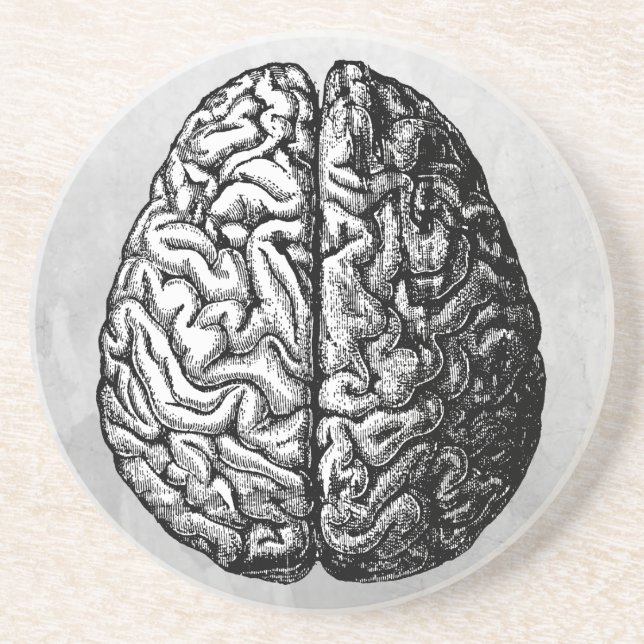 VINTAGE BRAIN DRAWING COASTER (Front)
