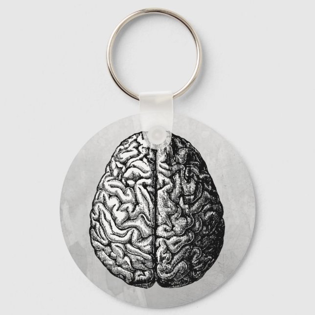 VINTAGE BRAIN DRAWING KEY RING (Front)