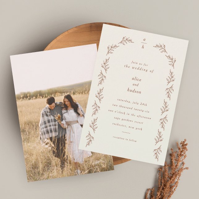 Vintage Branch Arch Boho Photo Wedding Invitation (Creator Uploaded)