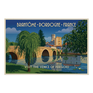 Vintage Brantôme Dordogne France Travel Poster