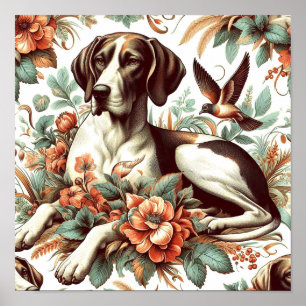 Vintage Braque Français  Illustration Poster