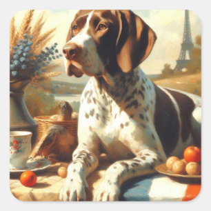 Vintage Braque Français Painting Square Sticker