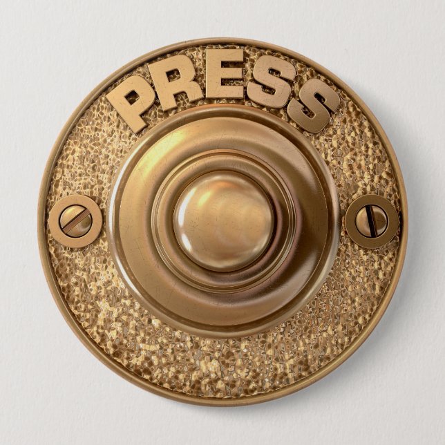 Vintage Brass Doorbell 10 Cm Round Badge (Front)