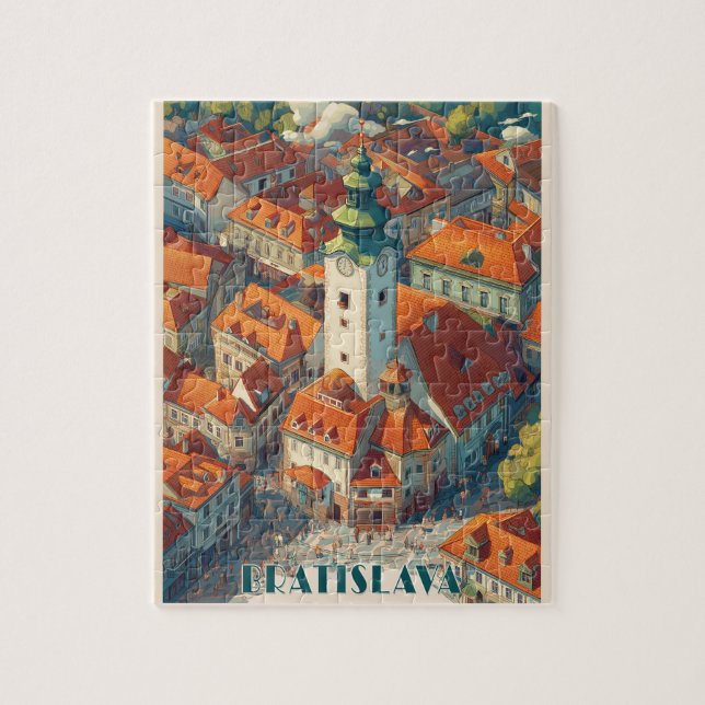 Vintage Bratislava Slovakia Travel, Old Town Tower Jigsaw Puzzle (Vertical)
