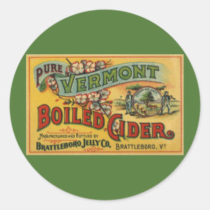 Vintage Brattleboro Jelly Boiled Cider Vermont Classic Round Sticker