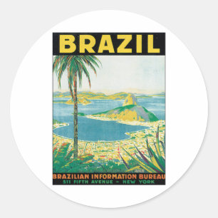 Vintage Brazil Classic Round Sticker