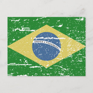 Vintage Brazil Flag Postcard