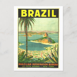 Vintage Brazil Travel Poster Postcard
