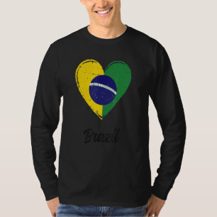 Vintage Brazilian Roots Heart Brazil Flag Pride 1 T-Shirt