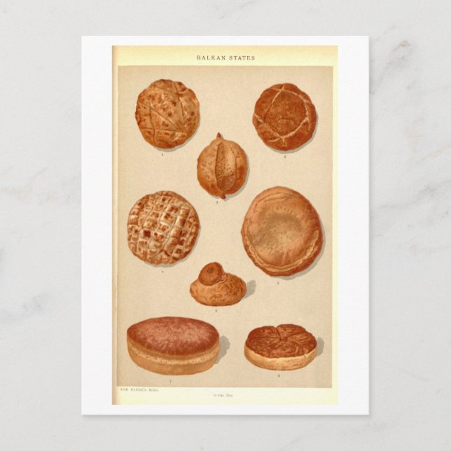 Vintage Breads of Balkan Countries Postcard (Front)