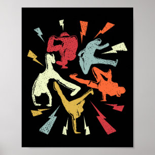 Vintage Break Dancing Bboy Poses Retro Hip Hop Poster