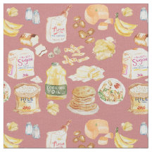 vintage breakfast watercolor pattern- flour, bread
