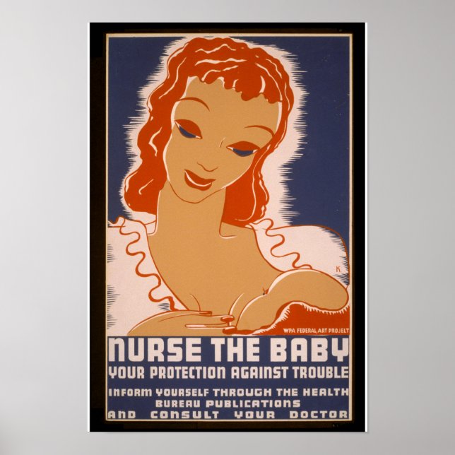 Vintage Breastfeed Baby Poster (Front)
