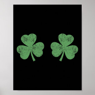 Vintage Breasthirt Shamrock Breast Funny St Patric Poster