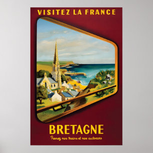 Vintage Bretagne France Travel Poster Coastal Wall