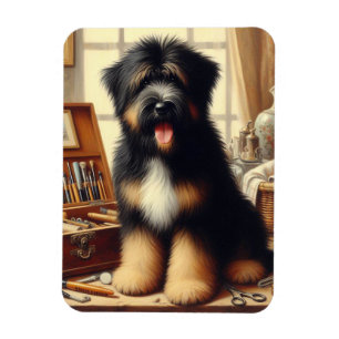 Vintage Briard Dog Painting Magnet