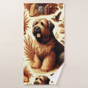 Vintage Briard Dog Seamless Bath Towel