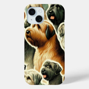 Vintage Briard Dog Seamless iPhone 15 Case