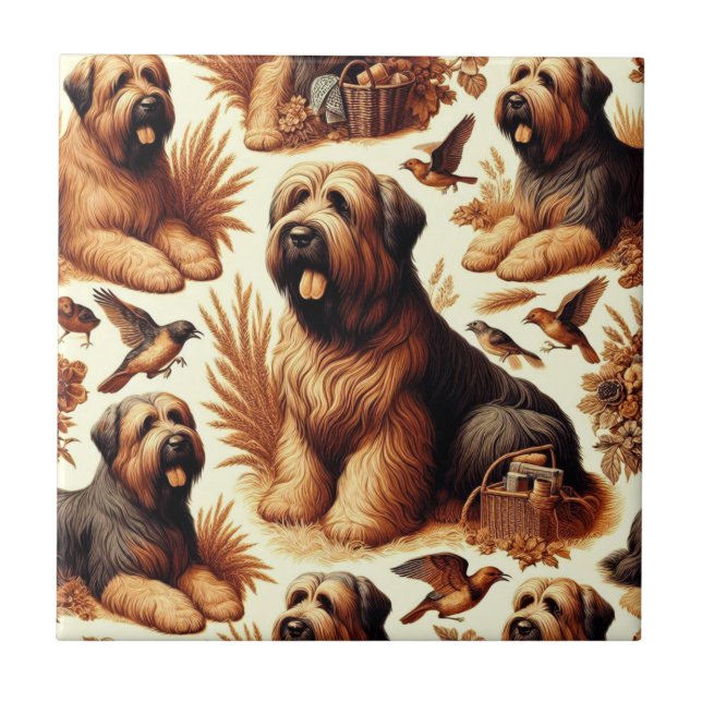 Vintage Briard Dog Seamless Ceramic Tile (Front)