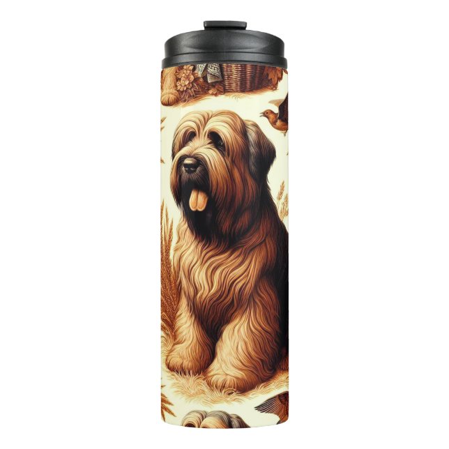 Vintage Briard Dog Seamless Thermal Tumbler (Front)