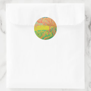 Vintage Brick Flowers Summer Natural Road Classic Round Sticker