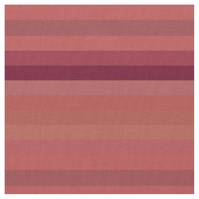 Vintage Brick Red Horizontal Stripes  Fabric (Close Up)