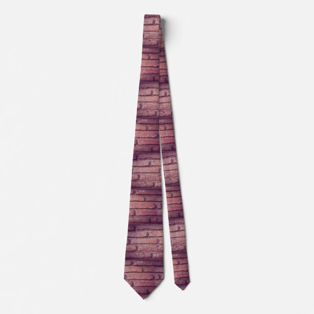 Vintage Brick Wall Pattern Rustic Necktie – Unique (Front)