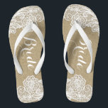 Vintage Bridal Country Rustic Burlap and Lace Thongs<br><div class="desc">Vintage Bridal Country Rustic Burlap and Lace Flip Flops - decorated with a burlap and lace printed background. Use for bridal shower gifts,  Christmas gifts and more.</div>