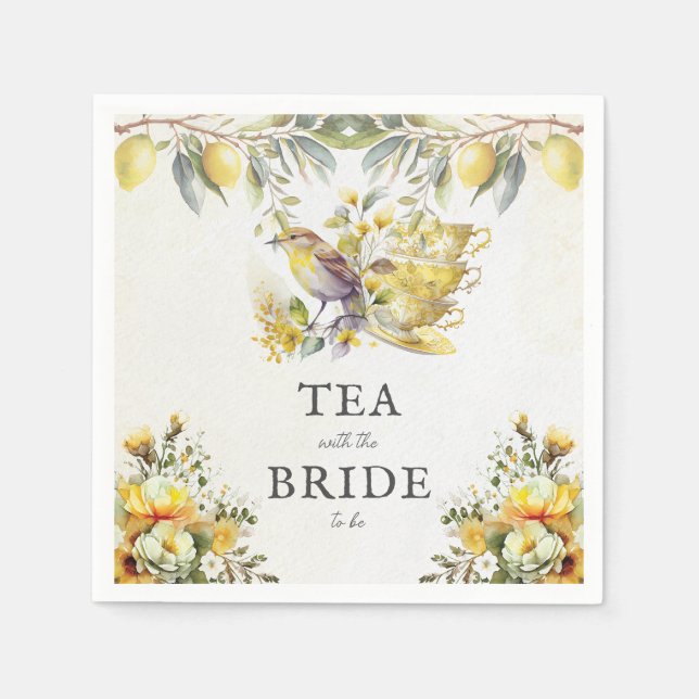 Vintage Bridal Lemon Tea Party Napkin (Front)
