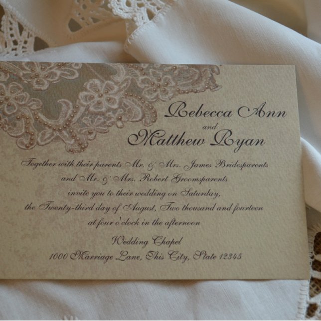 Vintage Bridal Pearls and Lace Invitation (Creator Uploaded)